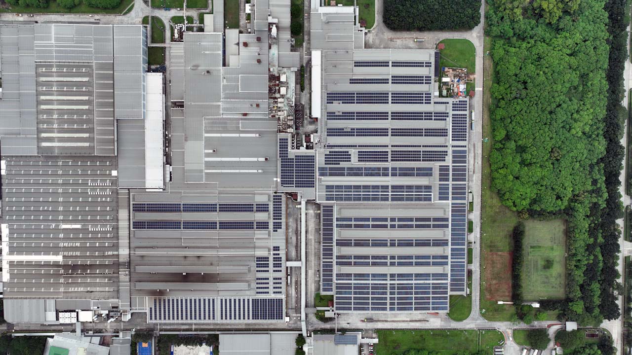 Solar rooftop on automotive factory